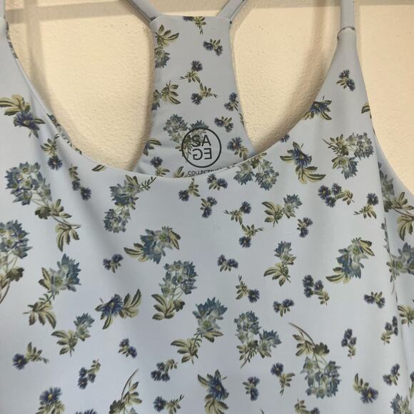 Sage Collective Floral Racerback Active Dress with Shorts Blue Size M - Picture 8 of 9